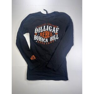 Dilligaf Long Sleeve Tee Mens M Black Rebel Bohica Bill Winged Skull Graphic